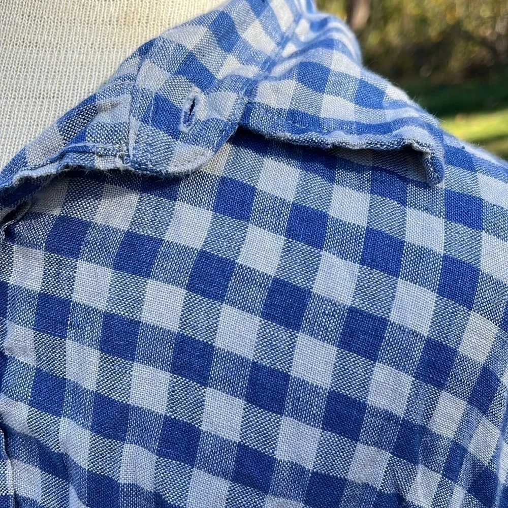 J.Crew checkered, slim button down long sleeve shirt blue/gray,100% linen,medium